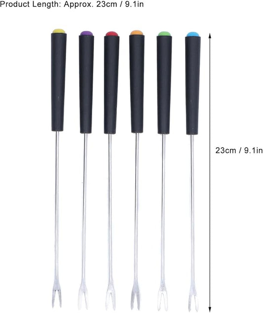 Fdit 6 Pcs Stainless Steel Fondue Forks, Long Forks Cheese Fondue Forks for Chocolate Fountain Cheese Fondue Roast