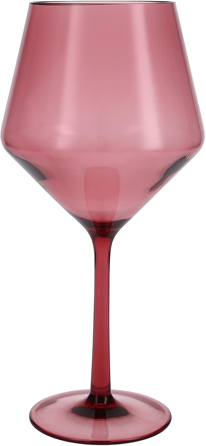 Fortessa Sole Outdoor Shatter Resistant BPA Free Premium Copolyester Plastic Drinkware 6 Pack, Rose Red, Cabernet Glass