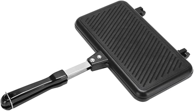 Hemoton Double-Sided Nonstick Sandwich Baking Pan 14 Inch Aluminum Grill Pan for Stovetop Cooking Breakfast Omelette Toast and More