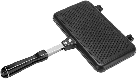 Hemoton Double-Sided Nonstick Sandwich Baking Pan 14 Inch Aluminum Grill Pan for Stovetop Cooking Breakfast Omelette Toast and More