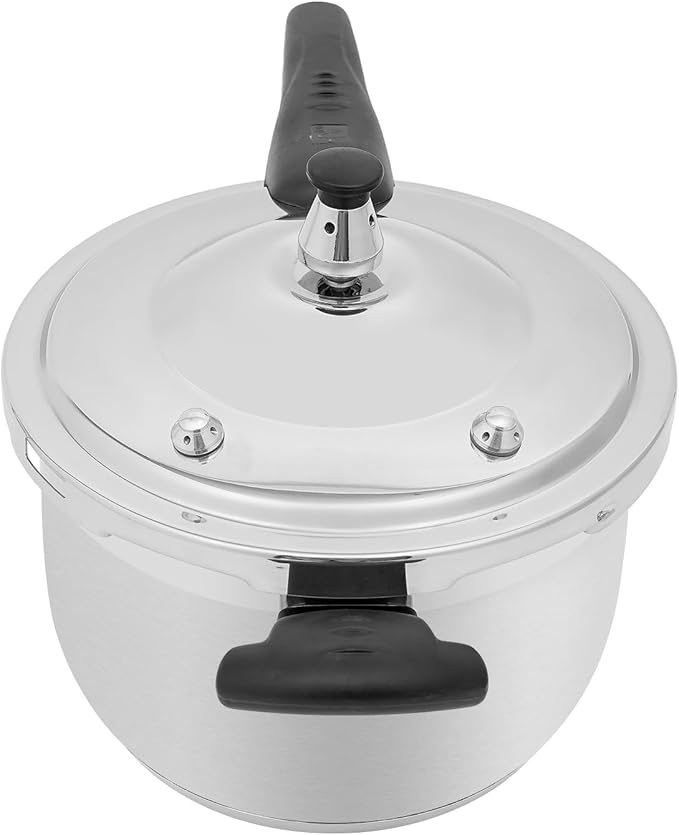 Bokknppo Stainless Steel Pressure Cooker Large Capacity 60Kpa Pressure Pot Explosion-proof Compound Bottom Pressure Canner with Pressure Limiting Valve for Gas Stove Induction Cooker (5L/1.32gal)