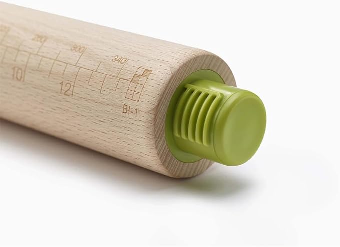 Joseph Joseph PrecisionPin - Rolling Pin with adjustable pastry thickness, Baking and dough rollers, Beech Wood, Multicolor
