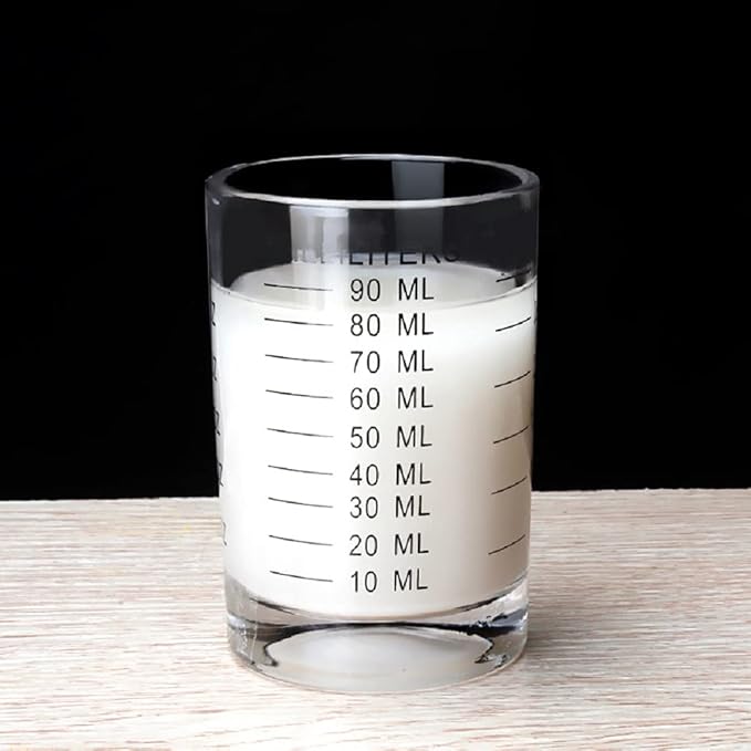 Shot Glass Measuring Cup 3 Ounce/90ML Liquid Heavy High Espresso Glass Cup 2 pcs by TIYOORTA (Black 90ML 2PCS)