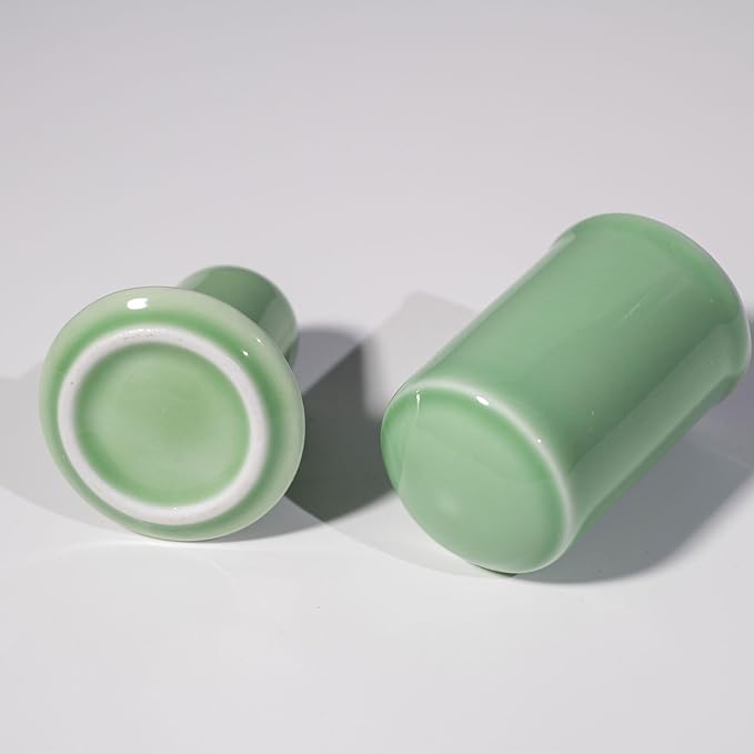 ceramic Toothpick Holder, Toothpick Dispenser with Lid, Porcelain Tooth Pick Holder, Toothpicks Container Case Organizer for Home, Kitchen, Restaurant (Green)