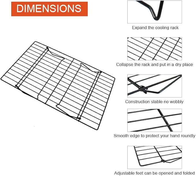 Cooling Racks for Baking, 3-Tier Stackable Stainless Steel Wire Cooling Rack Set of 3 (10"x15"), Oven Safe Heavy Duty Rust-Resistant Wire Rack for Cookie Sheet Roasting Grilling, Dishwasher Safe
