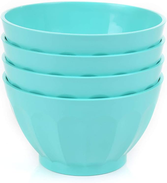 Mintra Colorful Unbreakable Plastic Bowl 4pk - (Large - 1.8L, Teal) - (Part Of A Set) - Salad, Snacks, Breakfast Cereal, Fruit, Popcorn, Soup - Shatterproof, BPA Free
