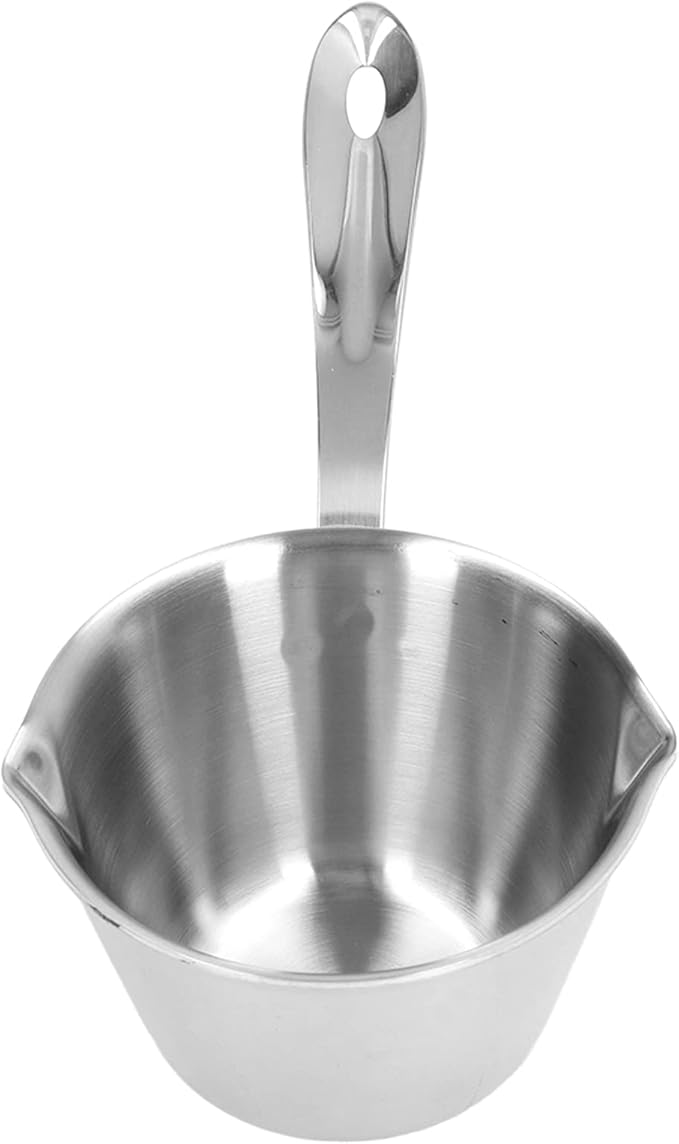 Jonlaki 304 Stainless Steel Milk Warmer Pot with Fast Heating, 2 Pour Spouts, Ideal for Melting, Chocolate, and Heating Sauces 200ML (200ML)