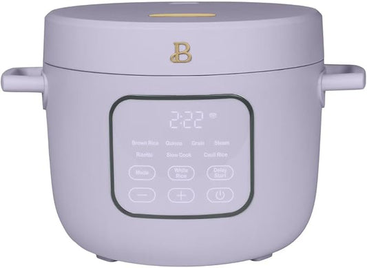 Beautiful 14-Cup Electric Rice & Grain Cooker, Ceramic Nonstick, 8 Presets, Slow Cook, Steamer Tray (Lavender)