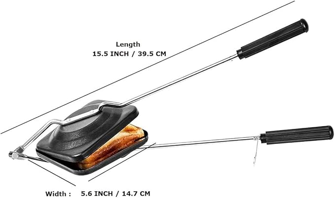 Sandwich Maker Stovetop Toaster Nonstick Double Side Pressure Pan with Handles Gas Stove Hot Sandwich Pan Hot Pan Panini Maker Outdoor Camping Home Kitchen Breakfast Double Sided Frying Pan