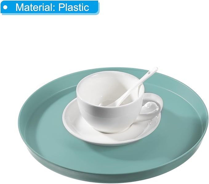 PATIKIL 11" Restaurant Serving Trays, 2 Pcs Round Non-Slip Food Service Tray Platter Reusable Plastic Fast Food Serving Tray for Bar Coffee Home Cafeteria Hotel, Green