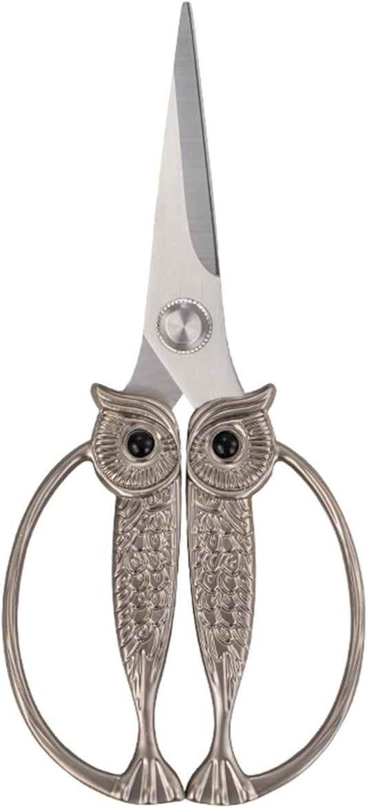 WARMHEART Owl Kitchen Scissors All Purpose, Stainless Steel Heavy Duty Sharp Shears for Meat, Chicken, Fish, Poultry, Herb, Bread (Pearl, Medium)