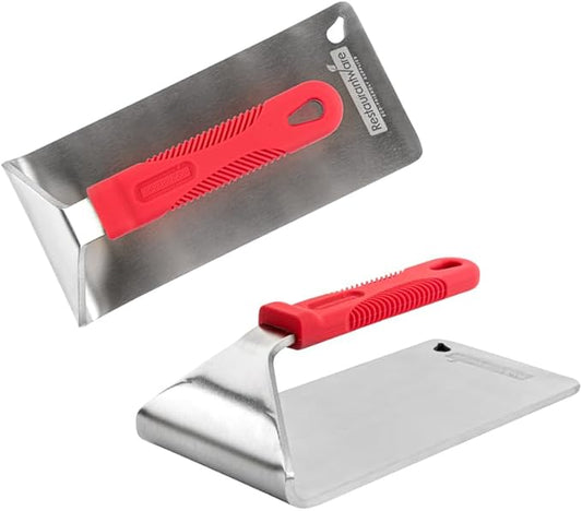 Restaurantware Met Lux 8.5 x 4.3 Inch Steak Press 1 Heavy-Duty Grilling Weight - 2.8 Pounds Flat Bottom 18/8 Stainless Steel Meat Press Dishwashable With Removable Silicon Handle