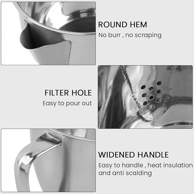 Stainless Steel Fat Separator Bowl, Large 4 Cups Gravy Separator Bowl With Handle Round Shape, 1000ml Capacity for Healthy Cooking Reduce Fat Intake(COLOR:no lid)