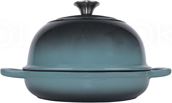 OLLAKOK Dutch Oven for Bread Baking, Enameled Cast Iron Dutch Oven Pot with Lid, Bread Oven for Sourdough Bread Baking, Cast Iron Bread Pan, 5 qt Cyan