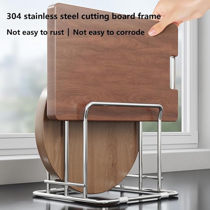 Cutting Board Holder Stainless Steel Wire Chopping Board Stand Cutting Board Storage Rack Organizer with 2 Slots for Kitchen Countertop (2 Slots)