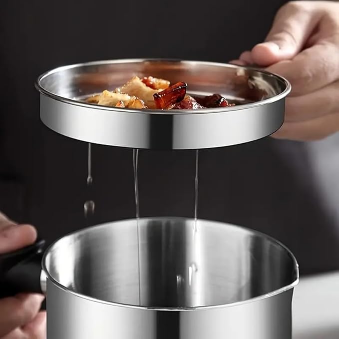 Bacon Grease Container with Strainer & Lid, 43oz Stainless Steel Grease Saver for Kitchen, Leakproof Oil Keeper with Non-Slip Handle, Fry Fat Storage Organizer for Cooking Oil/Grease