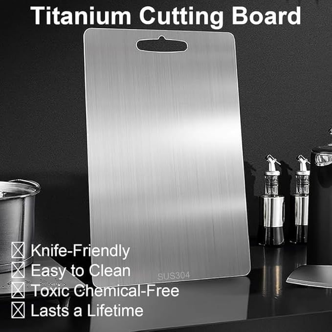 Titanium Cutting Board, 2026 New Upgrade Pure Titanium Cutting Boards for Kitchen Double Sided Non Toxic Titanware Cutting Board,Hygiene Durable Dishwasher Safe Chopping Board (15.35 * 11.02in)