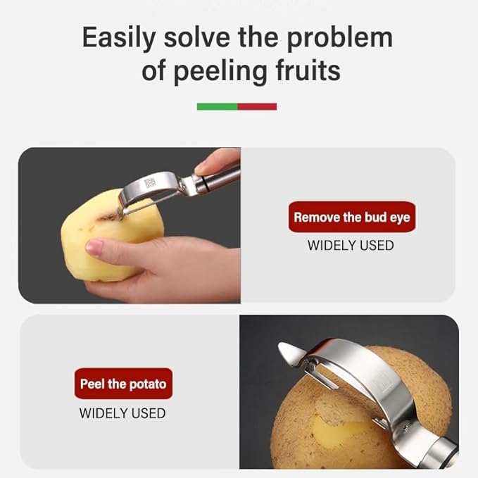 Kitchen vegetable peeler, stainless steel potato, fruit peeler, sturdy and slip-resistant handle, easy to hold, two-piece set