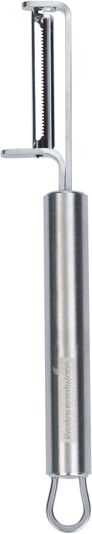 Restaurantware-German Standard 7.4 Inch Vegetable Peeler, 1 Dishwashable Hand Peeler - Serrated Blade, Ergonomic Handle, Stainless Steel, For Zucchini, Carrot, Or, More