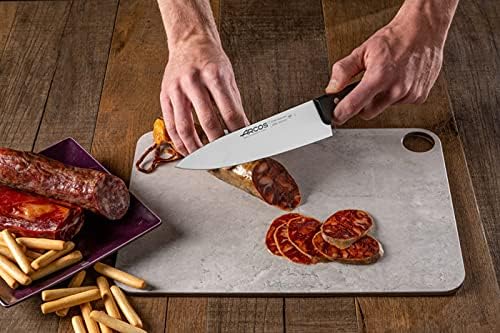 Arcos Chef Knife 8 Inch Stainless Steel. Cooking Knife to Cut Meat, Fish, Poultry, Fruit and Vegetables. Ergonomic Polyoxymethylene Handle and 200mm Blade. Series Universal. Color Black
