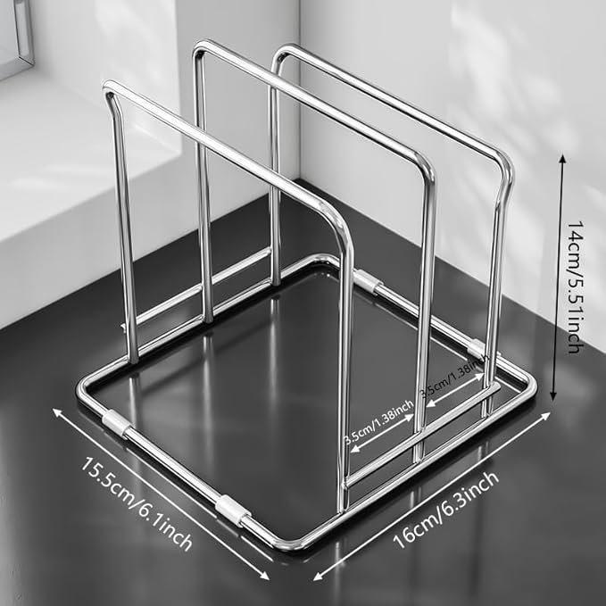 Cutting Board Holder Stainless Steel Wire Chopping Board Stand Cutting Board Storage Rack Organizer with 2 Slots for Kitchen Countertop (2 Slots)