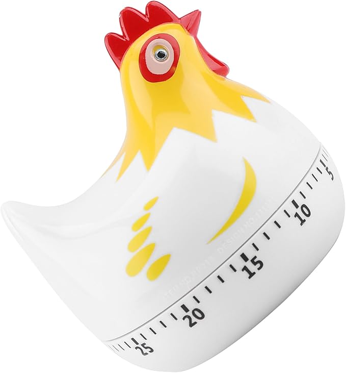Chicken Pattern Timer, Kitchen Timer Reminder Cooking Countdown Timer for Cooking Baking Timer (White)