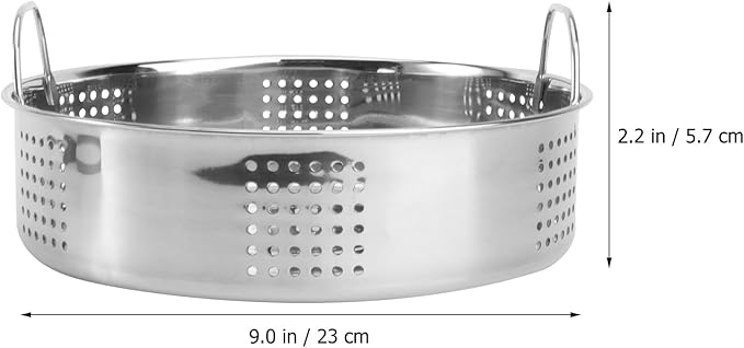 Hemoton Stainless Steel Steamer Basket 9-Inch Steaming Grid with Handle for Pot and Pressure Cooker Kitchen Steam Cooking Rack