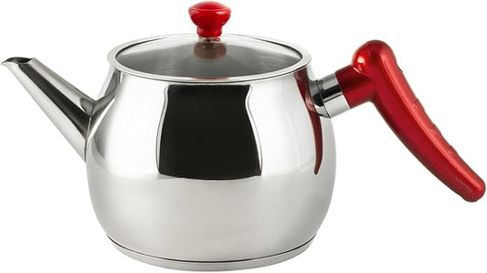 5025415 18/10 Stainless Steel Kettle, Glass lid, Induction Base, 1.5 L, Gray