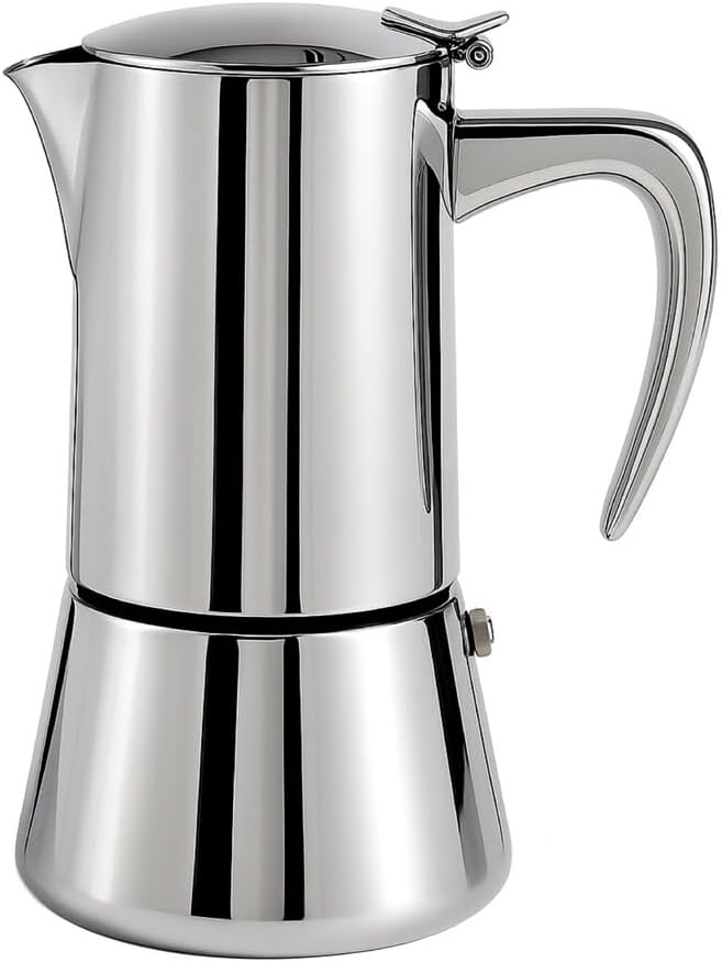 Natier Stainless Steel Stovetop Espresso Maker – Italian Moka Pot, Induction Compatible Espresso Coffee Maker with Safety Valve (6 Cups)
