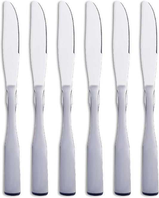 Dinner Knives, Stainless Steel 8.7" Heavy Duty Table Knife Silverware, Metal Cutlery Set, 6-Piece