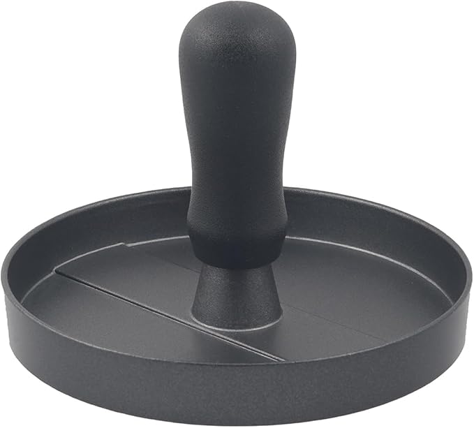 Aluminum Burger Press Patty Maker with 200 Non-Stick Papers - Commercial & Home Use, Hamburger Meat Press Tool, Dishwasher Safe (Black)