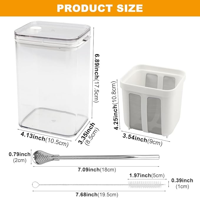 Greek Yogurt Strainer - 1.16 Quart Ultra Fine Mesh Filter (White)