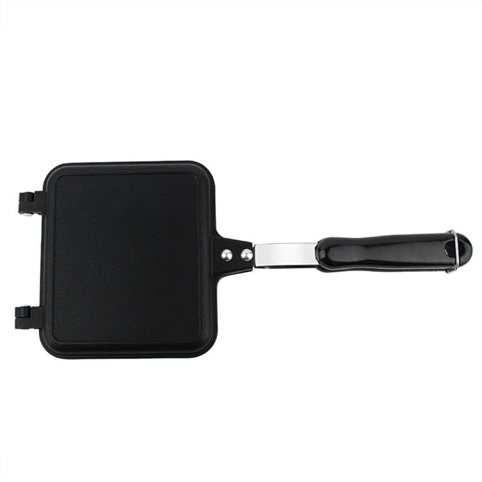 Dual Sided Non ‑ stick Frying Pan Waffle Maker, Hot Sandwich Maker, Sandwich Baking Mold 34.5x15cm Stovetop Toasted Aluminum Pan for Cake Toast Snack Breakfast