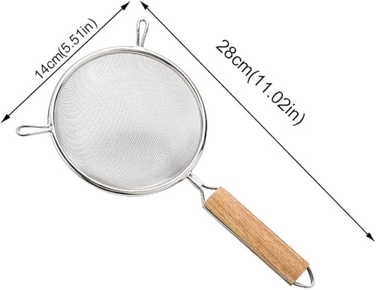 Strainer with Single Fine Mesh, 5.5-Inch Diameter, Small, Stainless Steel, Tan,Silver
