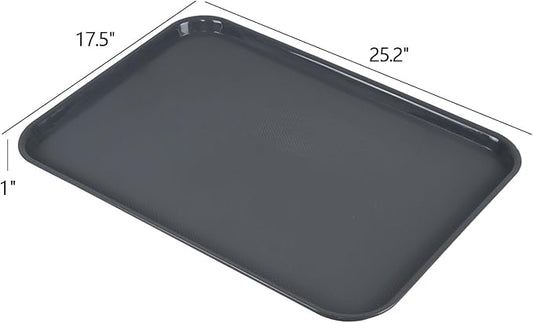 Readsky 6 Packs Gray Extra Large Rectangle Plastic Trays, 25.2" x 17.5" Multi-Purpose Rectangular Trays, Boot Tray, Serving Tray