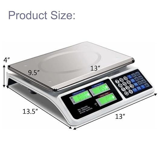 Moptyuimin Commercial Scale, 40KG/88lB Digital Price Computing Scale Weight Food Kitchen Scale Food Produce Counting Weight Scale with Dual LCD Display for Supermarket Fruit Shop Meat Store