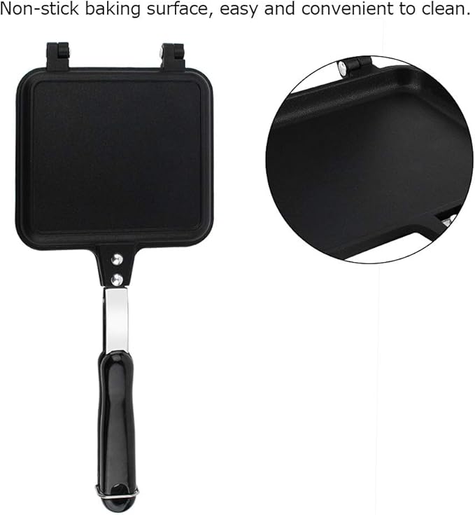 Aluminum Double Sided Frying Pan,Hot Sandwich Maker Non Stick Grilled Sandwich and Panini Maker Pan with Plates Stovetop Toasted Sandwich Maker Pan for Home Kitchen Breakfast
