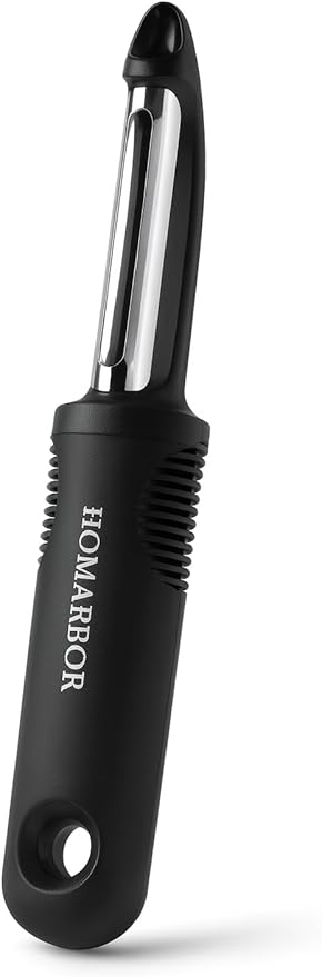 Black Premium Vegetable Peeler | Ultra-Sharp Swivel Stainless Steel Blade | Ergonomic Soft Grip Handle | Mango Peeler | Dishwasher Safe | Skin Peeler for Veggies & Fruits | Potato Peeler & Eye Remover