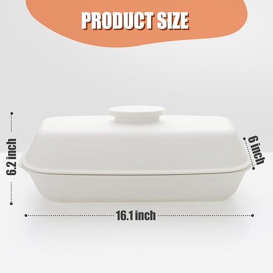EZFXHD WTER Ceramic Loaf Pans for Baking Bread,Unglazed Stoneware Bakeware for Baking Homemade Loaves, Square Bread Baker with Lid for Oven,Easy to Clean
