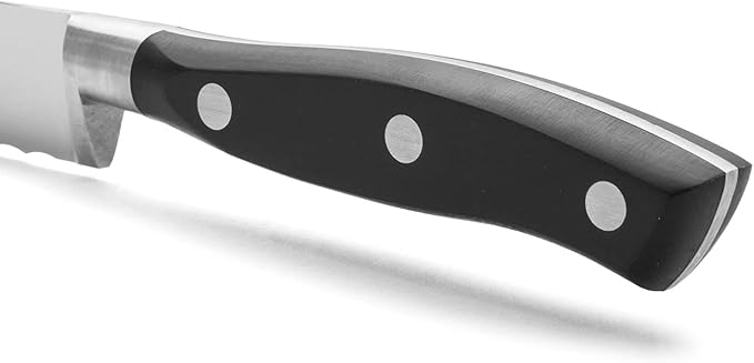Arcos Bread Knife 8 Inch Nitrum Stainless Steel and 200 mm blade. Obtain a great variety of cuts for your food Ideal knife for daily domestic use. Series Riviera. Color Black.