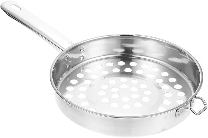 Stainless Steel Flat Bottom Strainer Spoon with Large Hole Colander for Frying Hot Pot Cooking and Dumpling Preparation 14.43 X 1 X 14.43 Inches