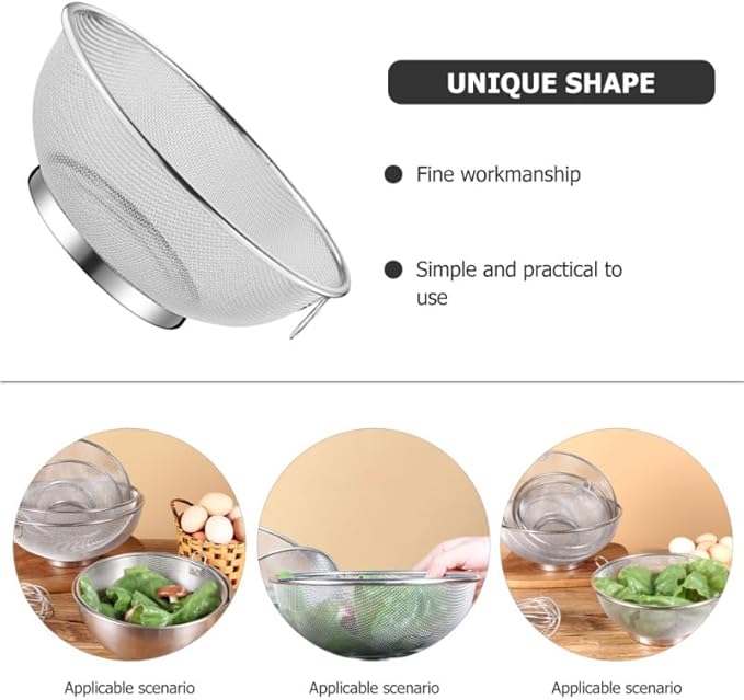 Cabilock Stainless Steel Fruit Vegetable Basket 8.66 Inch Fine Mesh Strainer Drain Basket Kitchen Colander for Washing Draining Food Preparation