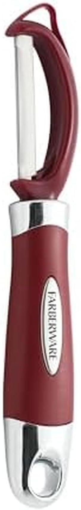 Farberware Euro Peeler, a Kitchen Essential for Quick and Easy Peeling of Produce, Chocolate, Cheeses and More, Features Hang-Hole for Easy Storage, Dishwasher Safe, Red