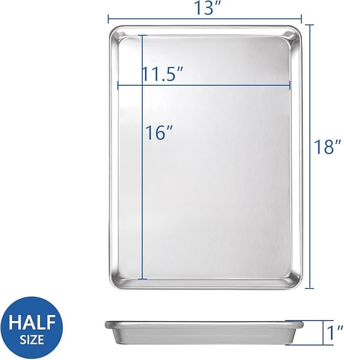 HARDURA Aluminum Baking Sheet Pan 18”L X 13”W X 1”H Cookie Sheet, 12Packs, For Oven in Bakery & Restaurant, Kitchen