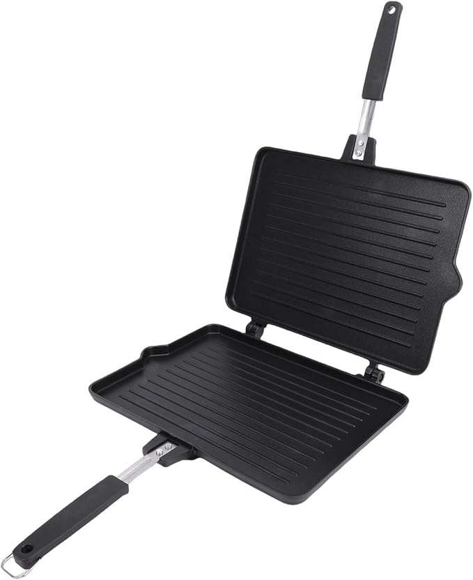 Maker, Double Sided Stovetop Toasted Panini Press, Non Stick Grill Plates Panini Maker Pan, Cheese Waffle Toaster Frying Pan for Home Kitchen Breakfast
