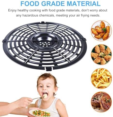 GCQ Air Fryer Grill Pan for Power XL 5QT Air fryer, 8.7'' Non-Stick Air Fryer Accessories Replacement Parts Tray Rack Grill Plate, Dishwasher Safe