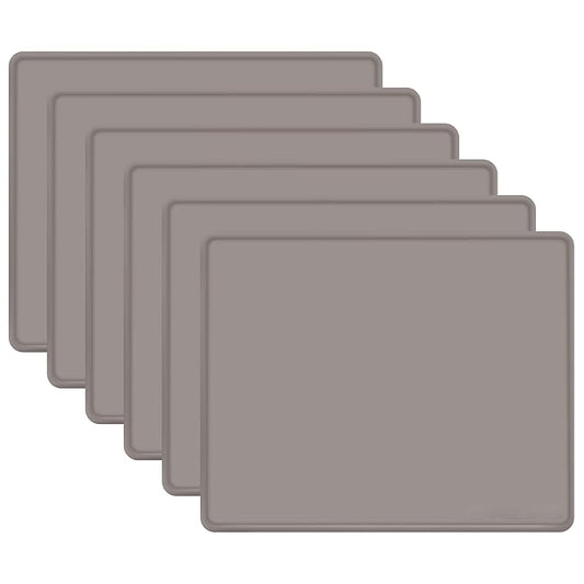Large Silicone Mat 6 Pack, 20"x16" Silicone Craft Mats for Resin Jewelry Casting Molds, Food Grade Silicone Sheet with Raised Edge, Nonstick Waterproof, Dark Grey