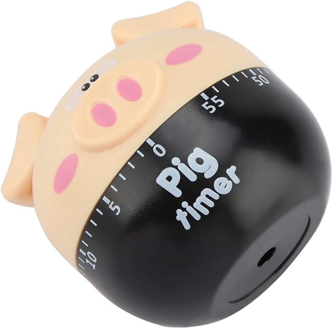 Cute Kitchen Timer, Piggy Wind up Timer Cooking Manual Kitchen Funny Mechanical Rotating Alarm for Kitchen Cooking Baking(Khaki)