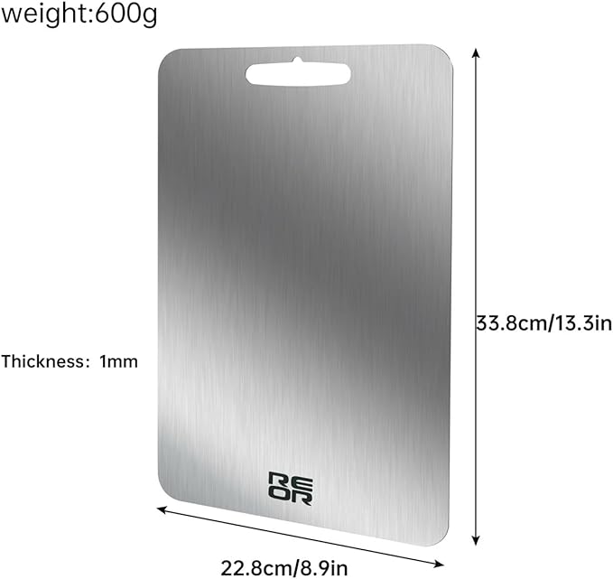 Thin Stainless Steel Cutting Board Sheet – Odor-Resistant, Hygienic & Dishwasher Safe – 14x10 Flat Steel Prep Surface for Meat, Fish, Vegetables – Durable & Non-Porous Kitchen Board