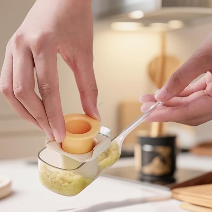 3-in-1 Mini Garlic Slicer & Multi-Functional Mandoline Slicer, Garlic Ginger Grinder, Veggie Shredder Vegetable Cutter with Container and Hand Guard